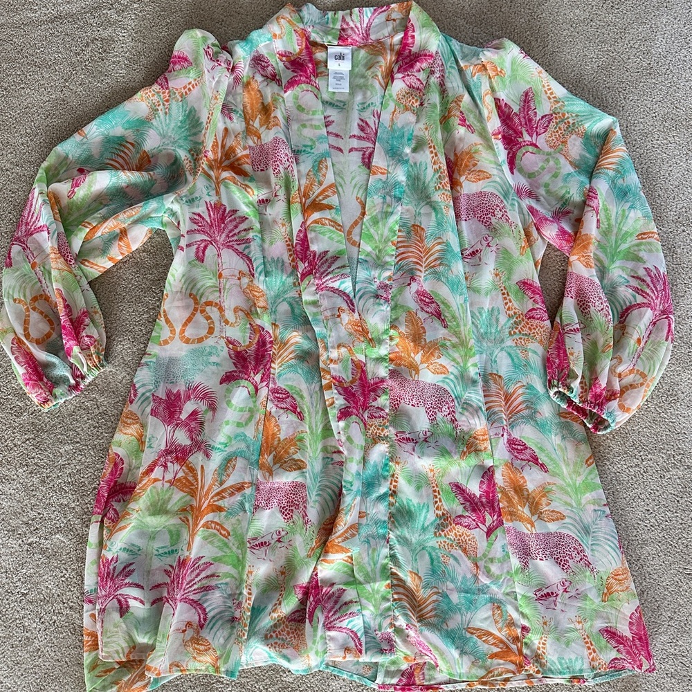 CAbi Multicolor Tropical Print cover up